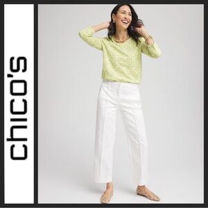 NWT Chico's Stretch Sateen Straight Crop White Pants